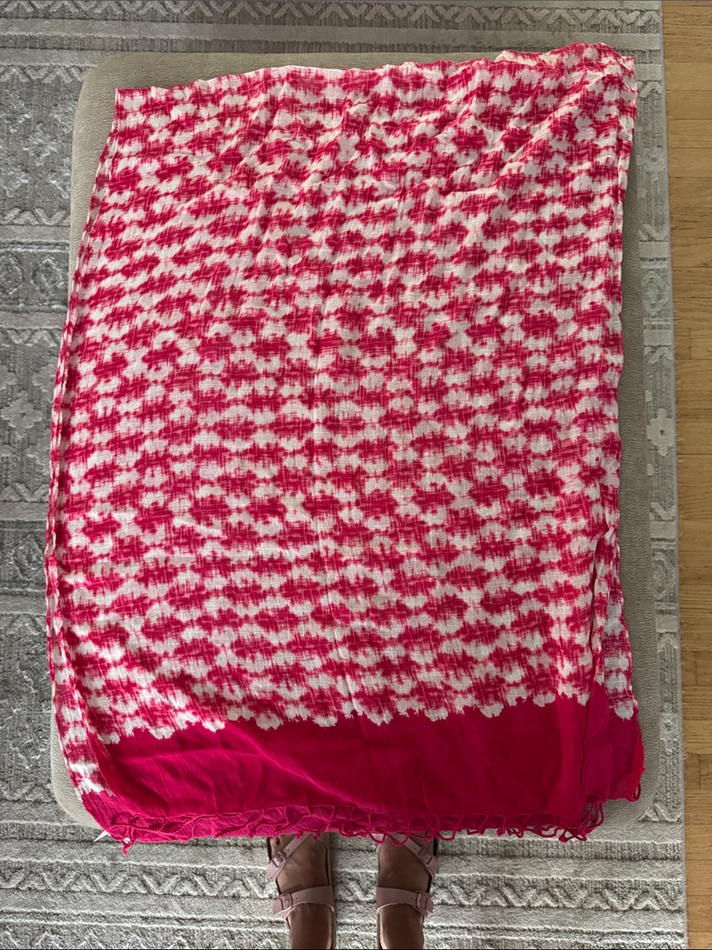 GAP Pink and White Lightweight Scarf Wrap